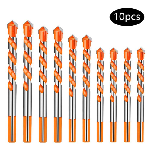 Tile Drill Bit Set 10 Pcs Flow Drill Bit Triangle Drill Bit Triangle Alloy Hole Saw Twist Drill Bit 6/8/10/12 mm 2