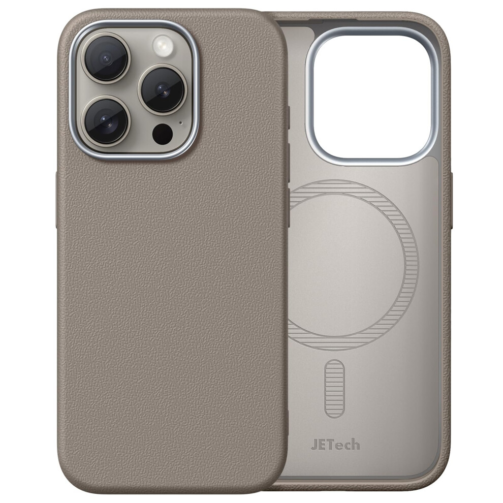 Slim Magsafe Case For Iphone 15 Pro 6.1 Inch, Shockproof Tpu AntiâScratch Leather Texture Cover, Natural Titanium 9330225985846