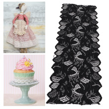 Lace Ribbon DIY Cotton Net 16.5cm, 10Y, Black for Crafts & Decor