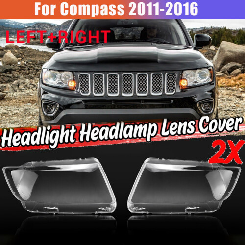 Left Side for  Compass 2011-2016 Car Headlight Lens Cover Headlight Lampshade Front Light Shell Cover 2