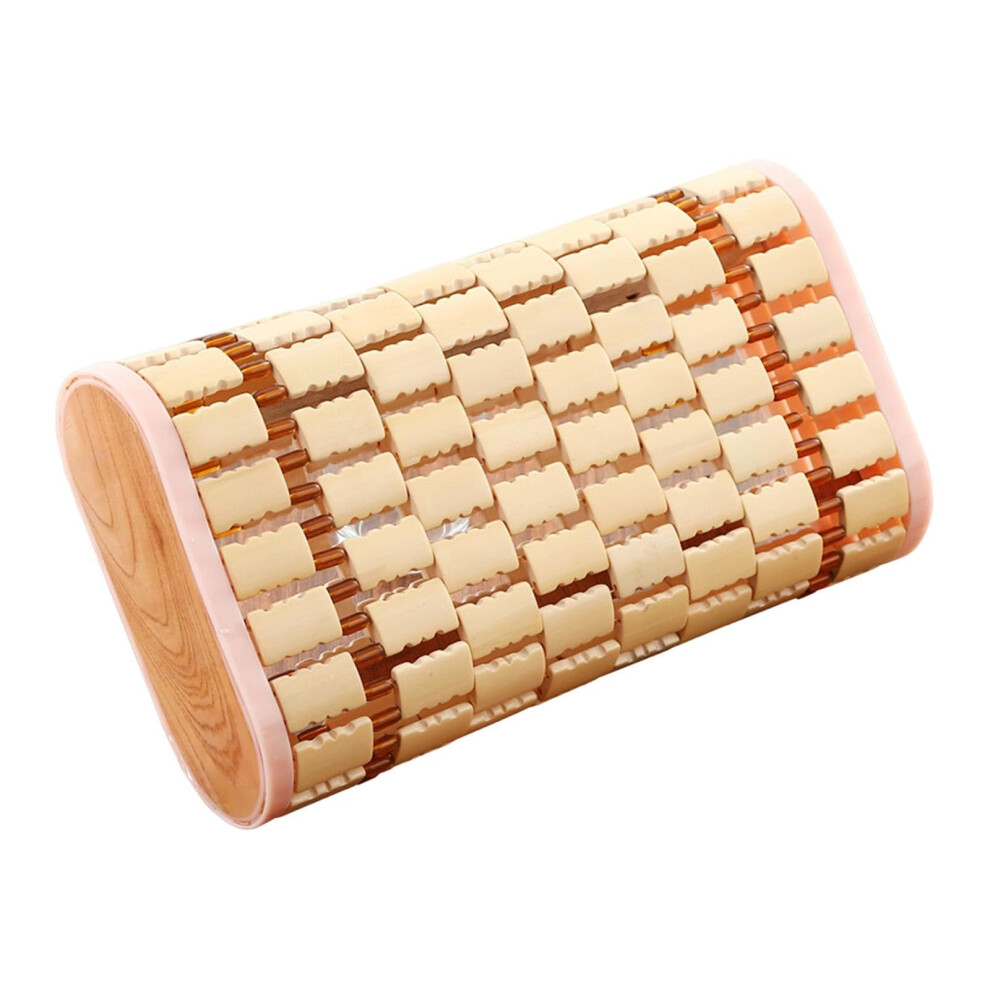 Bamboo Headrest Pillow with Ergonomic Neck Support and Beaded Finish for Spa and Sauna