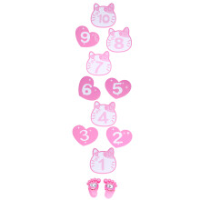 Removable 10 Pink Cartoon Number Hopscotch Floor Stickers for Kids Room