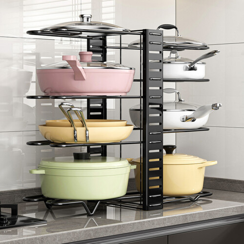 Cookware Shelf Adjustable Carbon Steel Rack-8 lines laid flat 2
