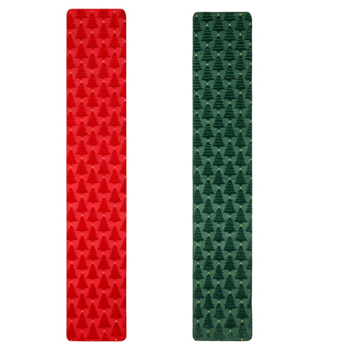 3D Quilted Plush Christmas Tree Pattern Table Runner-233cm Red 1