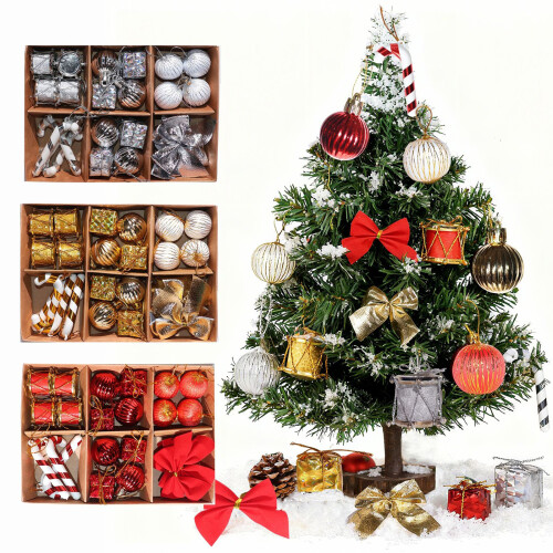 24Pcs Christmas Baubles Shatterproof Plastic Foam-Silber 1