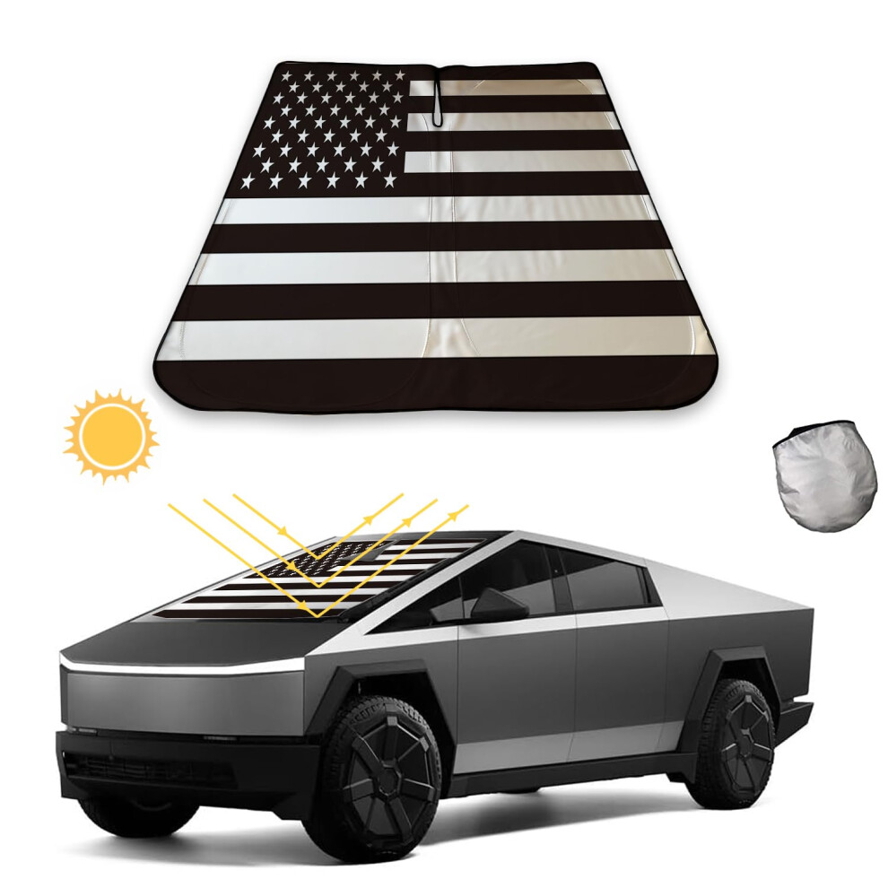 Windshield Sunshade For Tesla Cybertruck 2024 Uv Protection Heat Insulation Foldable American Flag Design 9092120185942