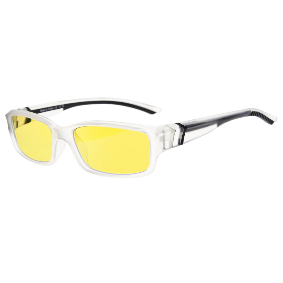 Blue/Light/Yellow Blocking Reading Glasses +2.50, Tinted Computer Glasses For Eye Strain, Clear Black Frame