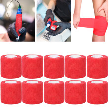 10 Stück Rotes Selbstklebendes Elastisches Bandage, 5 cm x 4,5 m, Vielzweck