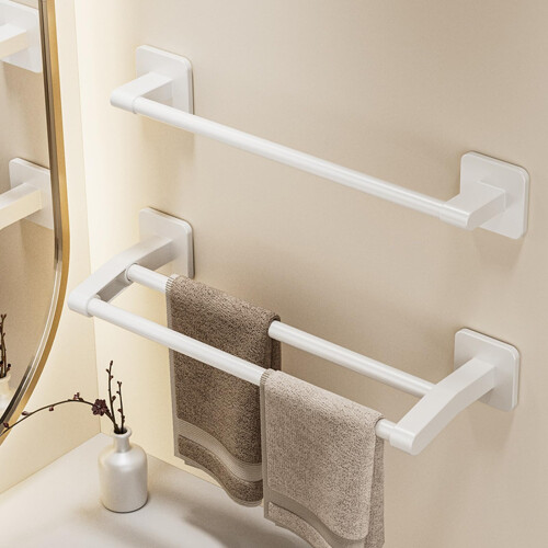Bathroom Towel Rack Wall Mounted NoDrill RustResistant SpaceSaving Adhesive Holder 2