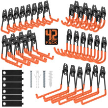 Garage Wall Hooks 42 Pack Heavy Duty Storage with PVC AntiSlip Coating for Tools Bikes Ladder