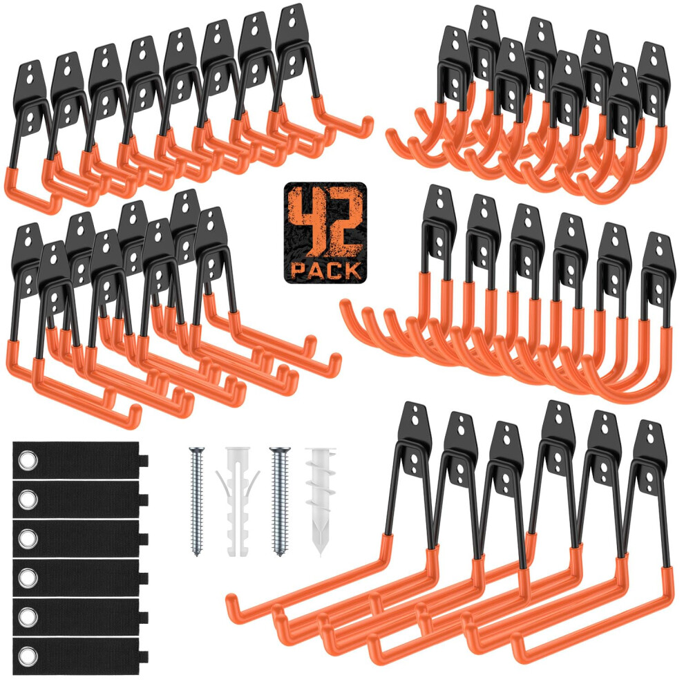 Garage Wall Hooks 42 Pack Heavy Duty Storage With Pvc Antislip Coating For Tools Bikes Ladder 9092120704211