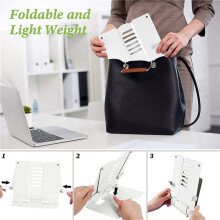 Suporte de Livro de Leitura AjustáVel PortáTil de Metal AjustáVel para Livro de Documentos Tablet Receita Partitura, Branco Bege
