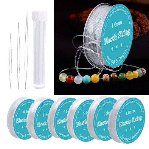 Elastic String Metal Beading Wire Cord with Big Eye Beading 2