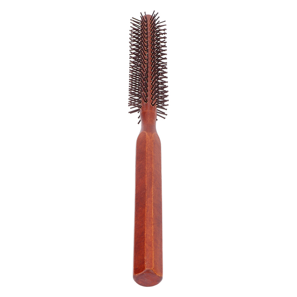 Round Wood Hair Brush Curling Roller for Blow Drying, 21x2.5cm