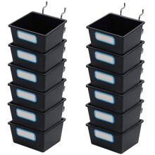 Wall Mounted Storage Bins with Metal Hooks, NoDrill Garage Organizer, Set of 12 Adjustable Cubes
