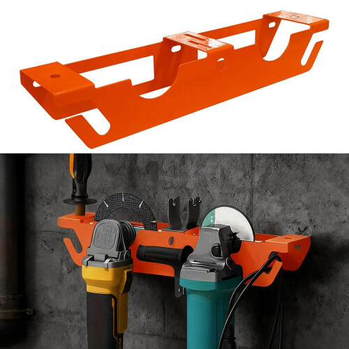 Angle Grinder Wall Mount Holder with Accessory Slots, Space Saving Iron Storage Rack for Tools 1