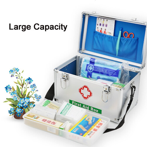 Lockable First Aid Box with Handle, Large Capacity Medical Storage Box with Secure Lock System 2
