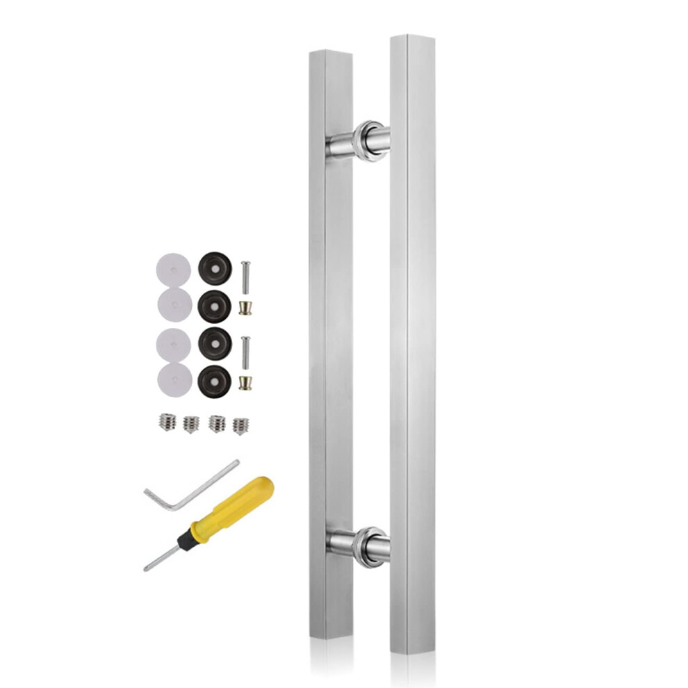 Barn Door Handle 100Cm Brushed Steel Square Pull For Sliding Glass Doors Indoor Outdoor 9455672211017