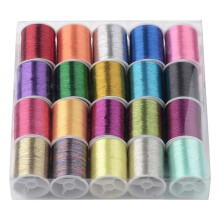 20 Rolls 1100M 0.1MM Thin Metallic Thread Shimmer Christmas Glitter Embroidery Floss String Polyester Tinsel Cord B