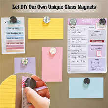 96 Sets Fridge Magnet Glass Ceramic Magnet with Adhesive Backing and Transparent Clear Glass Dome Cabochons