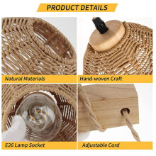2X Retro Wall Light Woven Rattan Wood Sconces Living Room Bedside Lamp Vintage Bedroom Decoration Lighting-B