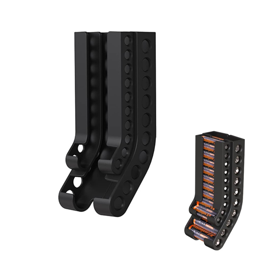 Battery Organizer Wall Mount Holder For Aa And Aaa Batteries, Dual Capacity Rack With Quick Access Slots, Black 9771547562634