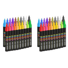 2X Rotuladores de Pintura, 20 Colores, Juego de Rotuladores de Pintura Impermeables una Base de Aceite, Nunca Se Desvanecen, Secado RáPido y