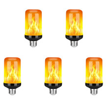 5X LED Flame Effect Light Bulb E27,Decorative Flickering Realistic Fire Lights Bulb,Festival Decoration Lamp,Black-B