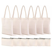 Canvas Pencil Pouch Tote Bags,DIY Blank Makeup Bags with Zip Canvas Pen Case DIY Reusable Shopping Grocery Bag