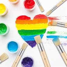 12 Pieces Wooden Stencil Template Paint Brushes Wooden Handle Painting Brush for Watercolor Art Painting DIY Crafts