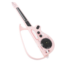 Kids Electronic Guitar with Wireless PlayAlong, Foldable 70cm Frame, Lights, Pink for Beginners