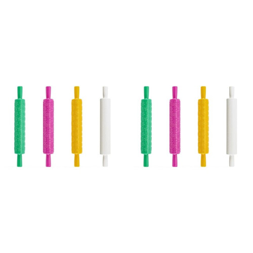 8Pcs Clay Modeling Pattern Rollers Kit 4 Colors Leather Texture Roller Plastic Rolling Pin Polymer Clay for DIY Handmade