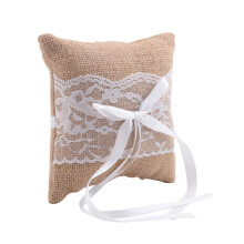 Vintage Jute Rustic Wedding Ring Pillow 6 inch x 6 inch