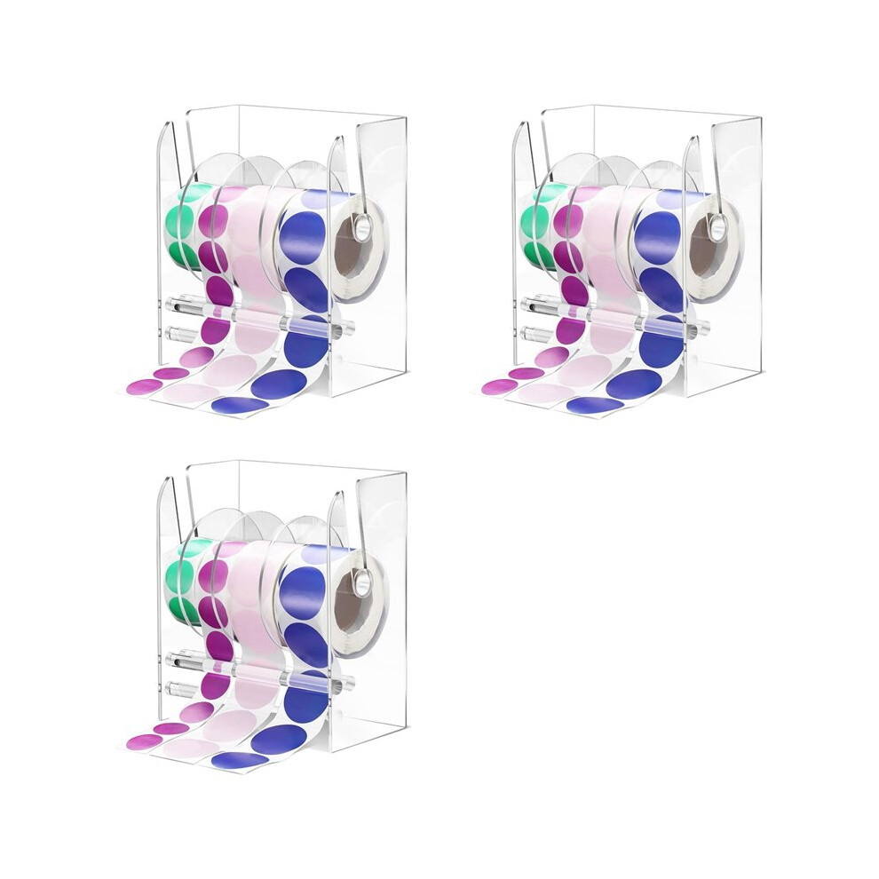 3X Adjustable Label Dispenser Acrylic Sticker Roll Dispenser Sticker Roll Holder Clear Label Holders 4 Disks 6031861925977