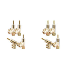 8Pcs Banana Plugs 45 Degree Angled Banana Connectors Screw Locking Connectors for AV Receiver,Amplifier,Speaker Gold