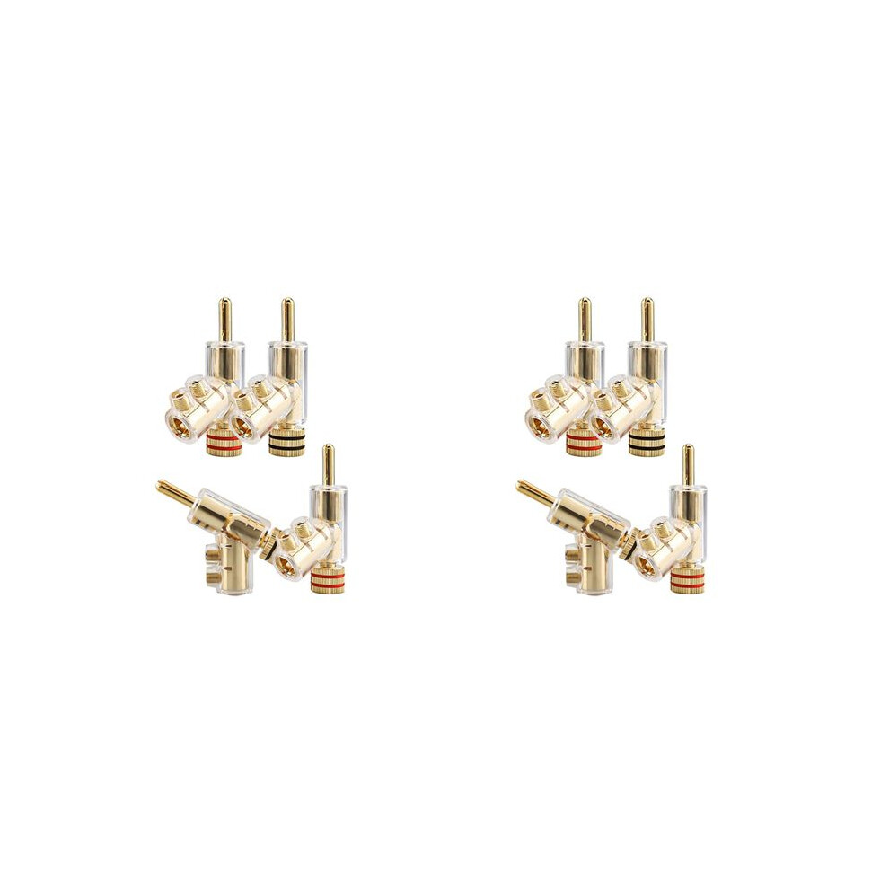 8Pcs Banana Plugs 45 Degree Angled Banana Connectors Screw Locking Connectors For Av Receiver,Amplifier,Speaker Gold 4762167167168