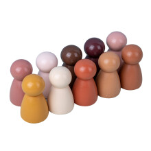 10Pcs Kids Wood Rainbow Building Peg Dolls Toy Rainbow People Playset Toys Educational Wooden Toys