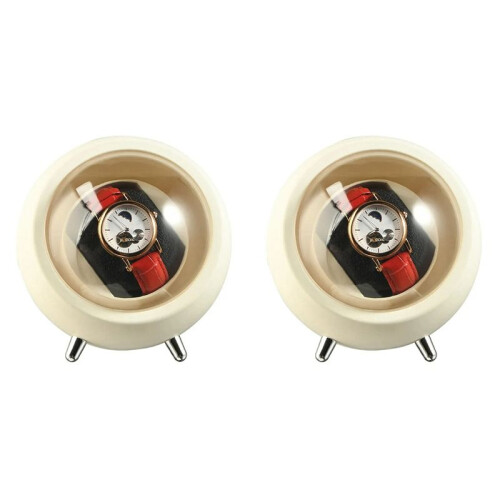 2X Watch Winder for Automatic Watches Watch Box Automatic Winder (Creamy-White)