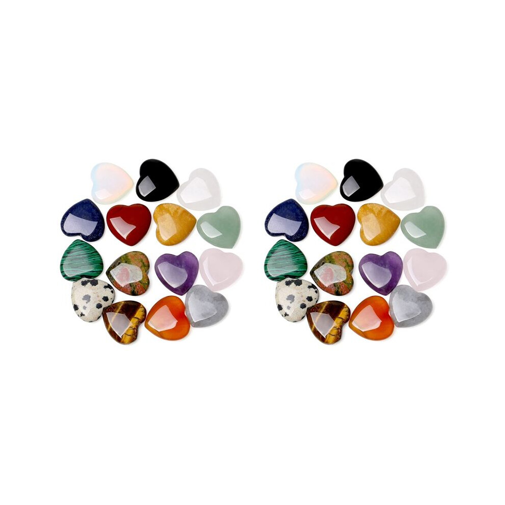 30Pcs Natural Love Stone Quartz Clear Quartz Eye Heart Set Thumb Gemstones Meditation 0.8 Inch 6032575314514