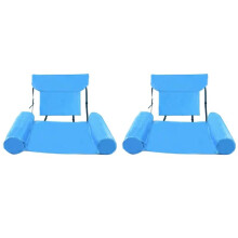 2X Pool-Schwimmsessel, Aufblasbare Poolliege für Erwachsene, Zusammenklappbarer Tragbarer Schwimmsitz, Poolparty Sommer-Wasserspaß Blau