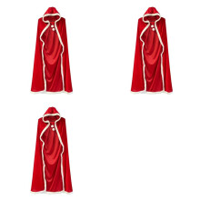 3X Mantello di Natale Mantello di Babbo Natale Mantello di Natale per Adulti per Donna Mantello per Costume di Halloween di Natale con Cappuccio 80 cm