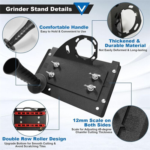 45 Degree Tile Chamfering Tool, Angle Grinder Stand Cutter Holder Attachments Adjustable 45 Beveling Bracket Device