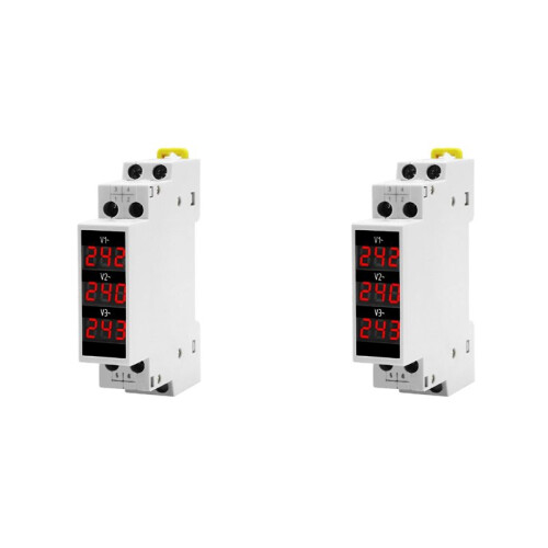 2X -3R LED Three Phase Voltmeter  Digital Display Modular Voltage Meter 80-500VAC Din Rail V1 V2 V3 1