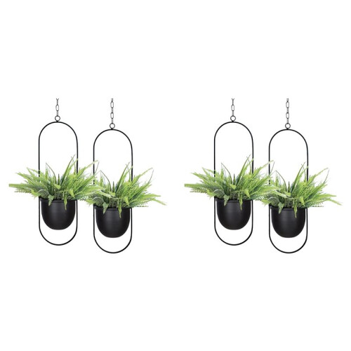 Pacote de 4 Vasos Suspensos para Plantas Internas e Externas com Suporte para Vasos Suspensos de 6 Polegadas, Suporte para Plantas