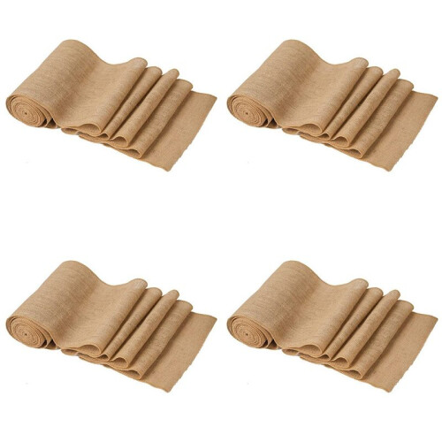 4X Table Runner 10 M X 30 cm Jute Table Runner Linen Jute Fabric, Table Runner Roll Table Decoration