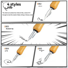 14 Pcs Dip Pen Nibs Holders,Wooden Drawing Pen Holder with Stainless Steel Nib for Writing Painting Signing Present
