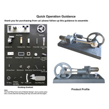 2X Stirling Engine Model Assembled DIY Power Generation LED Light Steam Heat Education Model Scientific Experiment Toy