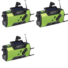 3X Emergency Weather Radio Hand Crank Portable Solar Charging with AM/FM/NOAA LED Flashlight SOS Alert 2000mah