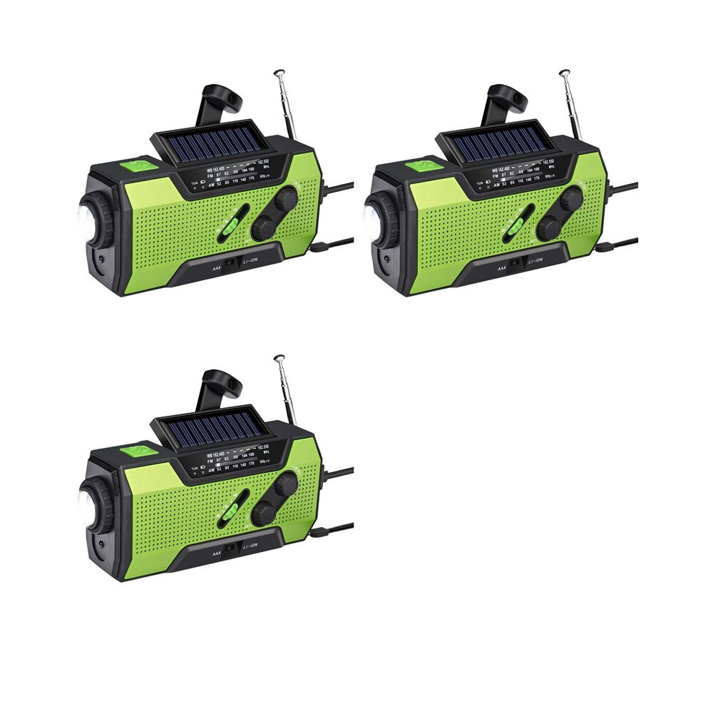 3X Emergency Weather Radio Hand Crank Portable Solar Charging With Am/Fm/Noaa Led Flashlight Sos Alert 2000Mah 6033699300995