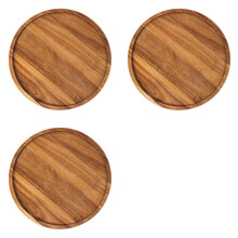 3X Round Wood Tray,Wooden Serving Tray,Serving Platter,Appetizer Charcuterie Board,for Kitchen/Countertop A